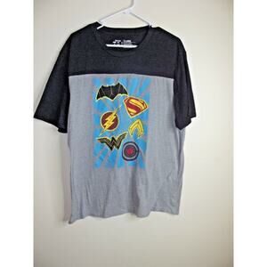 DC Comics Justice League LOGO T-SHIRT - Size XL - Gray Short Sleeve Tee